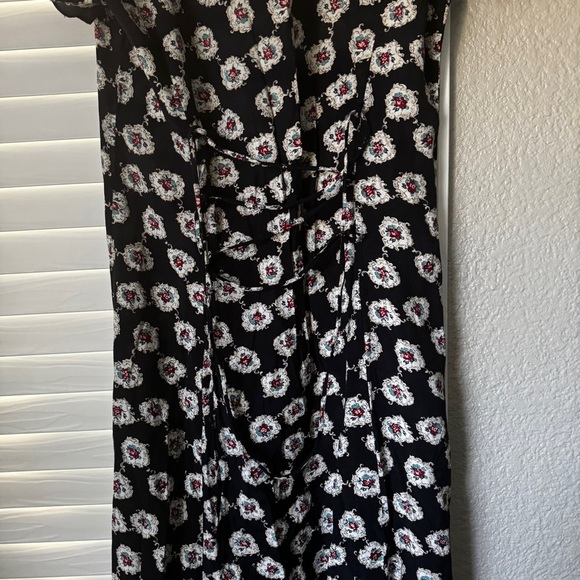 VINTAGE Floral Black Dress with adjustable waist - Picture 4 of 10